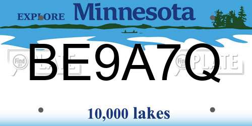 BE9A7Q Minnesota License Plate