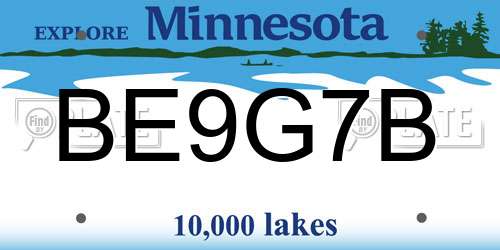 BE9G7B Minnesota License Plate