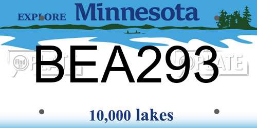 BEA293 Minnesota License Plate