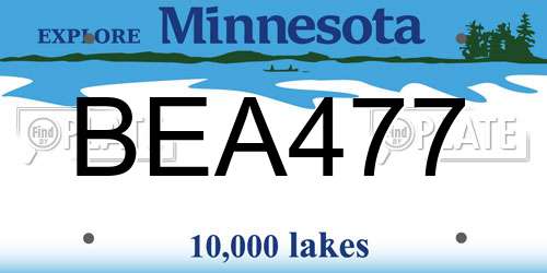 BEA477 Minnesota License Plate
