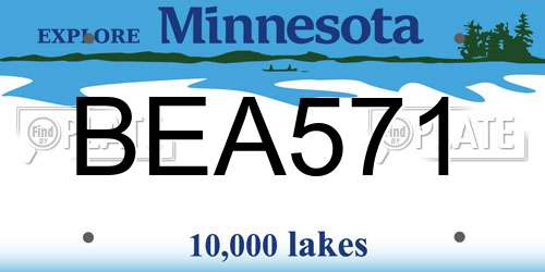 BEA571 Minnesota License Plate