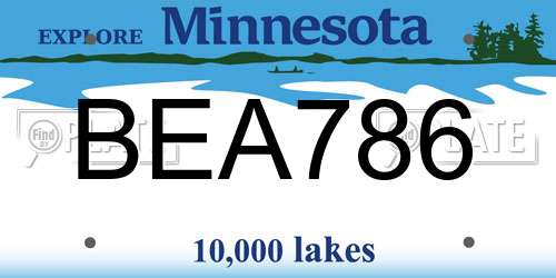 BEA786 Minnesota License Plate