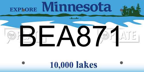 BEA871 Minnesota License Plate