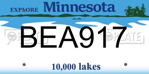 BEA917 Minnesota License Plate