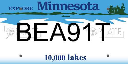 BEA91T Minnesota License Plate