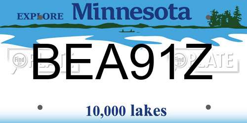 BEA91Z Minnesota License Plate