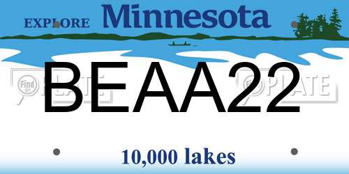 BEAA22 Minnesota License Plate