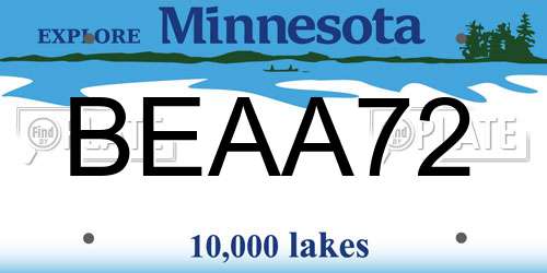 BEAA72 Minnesota License Plate