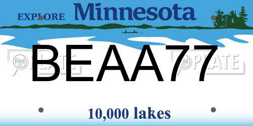 BEAA77 Minnesota License Plate