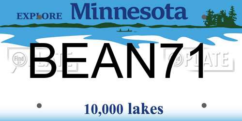 BEAN71 Minnesota License Plate