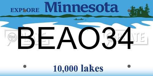 BEAO34 Minnesota License Plate