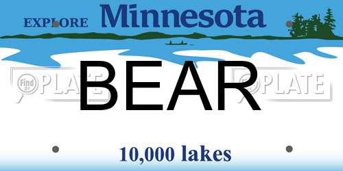 BEAR Minnesota License Plate