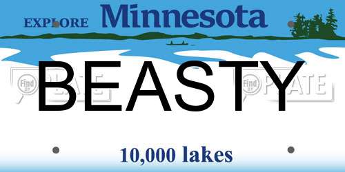 BEASTY Minnesota License Plate