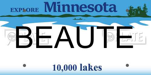 BEAUTE Minnesota License Plate