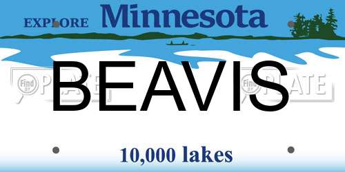 BEAVIS Minnesota License Plate