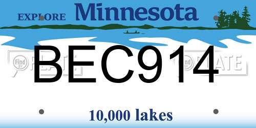 BEC914 Minnesota License Plate