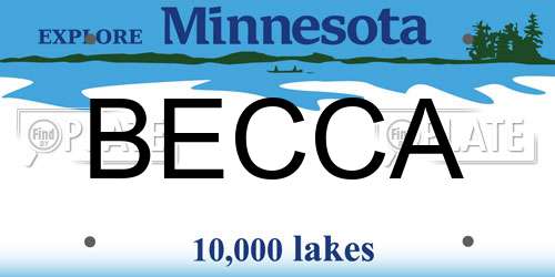 BECCA Minnesota License Plate