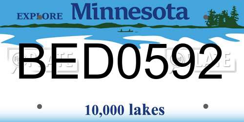 BED0592 Minnesota License Plate
