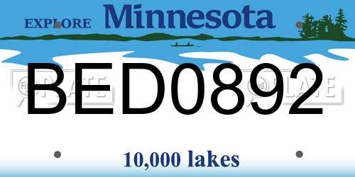 BED0892 Minnesota License Plate