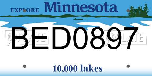 BED0897 Minnesota License Plate