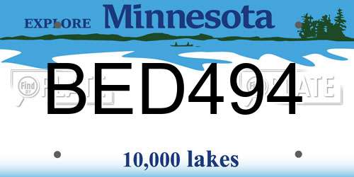 BED494 Minnesota License Plate