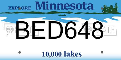 BED648 Minnesota License Plate