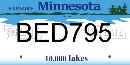 BED795 Minnesota License Plate