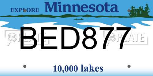 BED877 Minnesota License Plate
