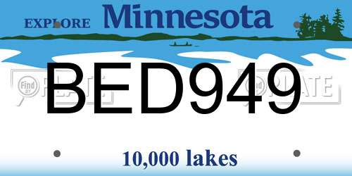 BED949 Minnesota License Plate