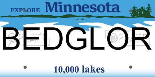 BEDGLOR Minnesota License Plate