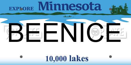 BEENICE Minnesota License Plate