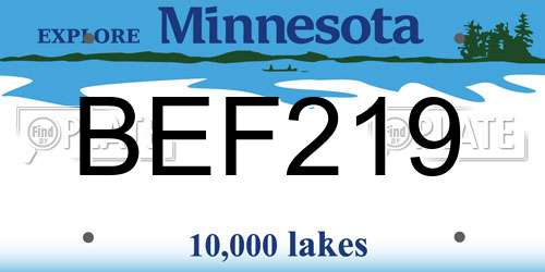 BEF219 Minnesota License Plate
