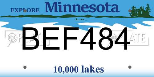 BEF484 Minnesota License Plate