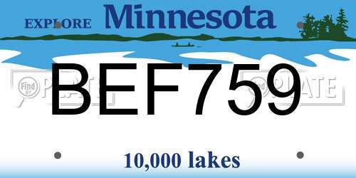 BEF759 Minnesota License Plate