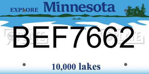 BEF7662 Minnesota License Plate