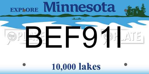 BEF91I Minnesota License Plate