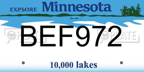 BEF972 Minnesota License Plate