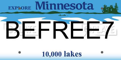 BEFREE7 Minnesota License Plate