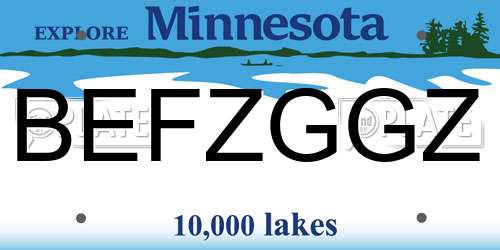 BEFZGGZ Minnesota License Plate