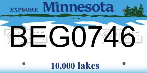 BEG0746 Minnesota License Plate