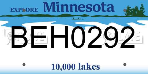 BEH0292 Minnesota License Plate