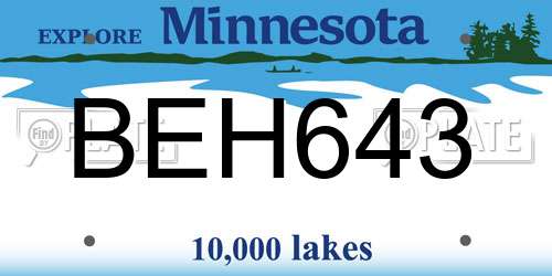 BEH643 Minnesota License Plate