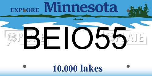 BEIO55 Minnesota License Plate