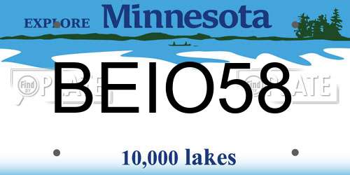 BEIO58 Minnesota License Plate