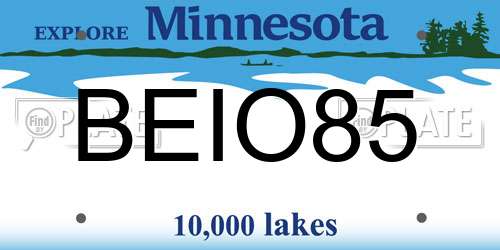 BEIO85 Minnesota License Plate