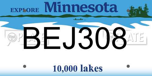 BEJ308 Minnesota License Plate