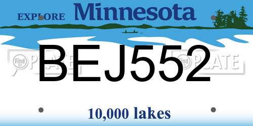 BEJ552 Minnesota License Plate