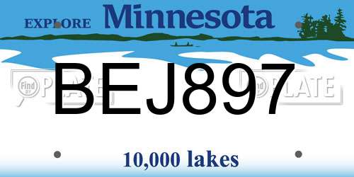 BEJ897 Minnesota License Plate