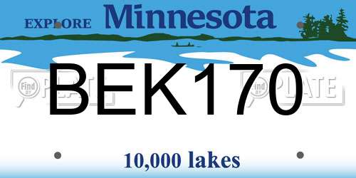 BEK170 Minnesota License Plate