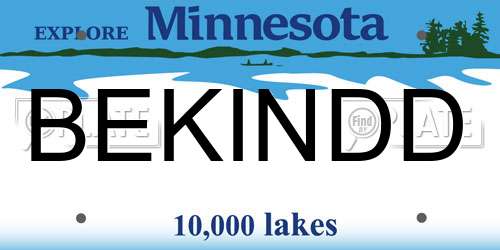 BEKINDD Minnesota License Plate